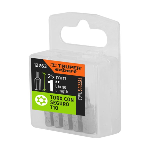 12263 - Estuche con 5 puntas torx T10 con seguro largo 1', Expert