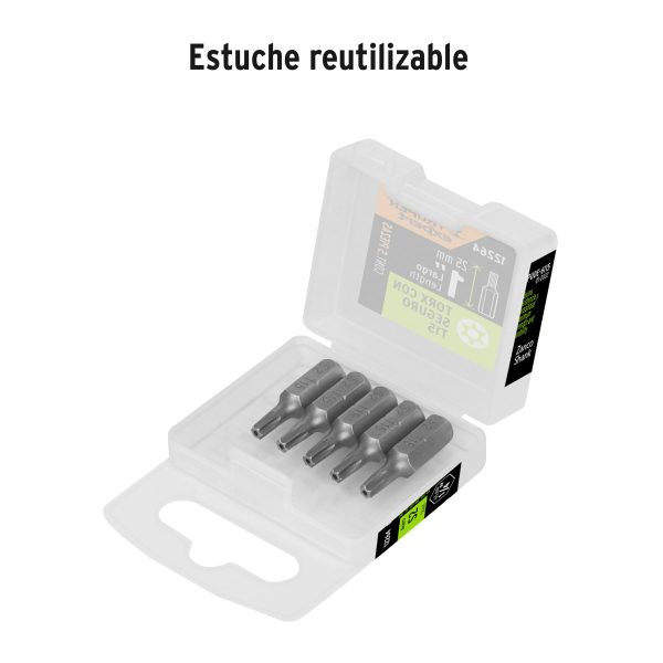 12264 - Estuche con 5 puntas torx T15 con seguro largo 1', Expert