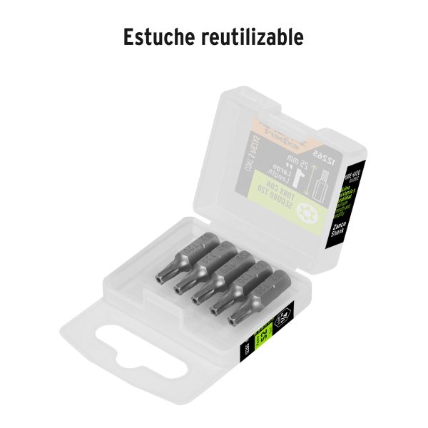 12265 - Estuche con 5 puntas torx T20 con seguro largo 1', Expert