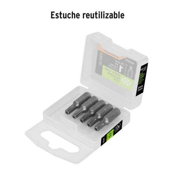 12327 - Estuche con 5 puntas torx T25 con seguro largo 1', Expert