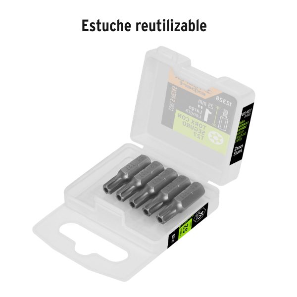 12328 - Estuche con 5 puntas torx T27 con seguro largo 1', Expert