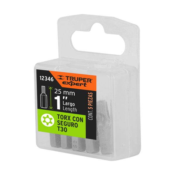 12346 - Estuche con 5 puntas torx T30 con seguro largo 1', Expert