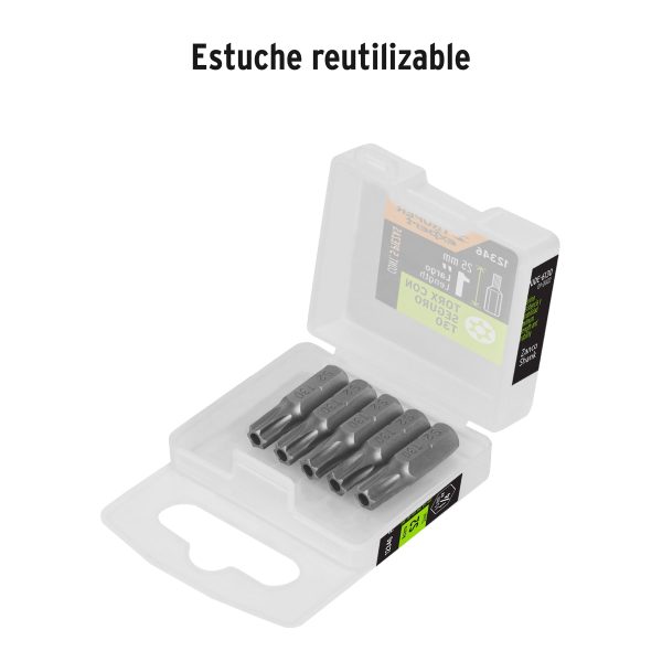 12346 - Estuche con 5 puntas torx T30 con seguro largo 1', Expert