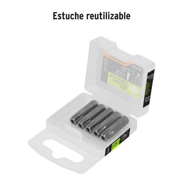 12354 - Estuche con 5 puntas torx T40 con seguro largo 1', Expert