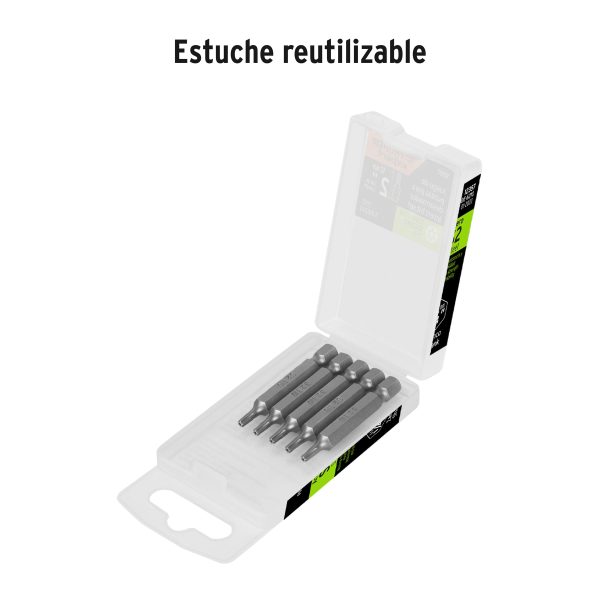 12357 - Estuche con 5 puntas torx T10 con seguro largo 2', Expert