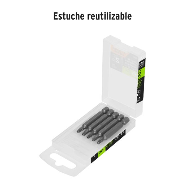 12360 - Estuche con 5 puntas torx T20 con seguro largo 2', Expert
