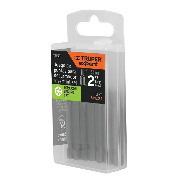 12459 - Estuche con 5 puntas torx T27 con seguro largo 2', Expert