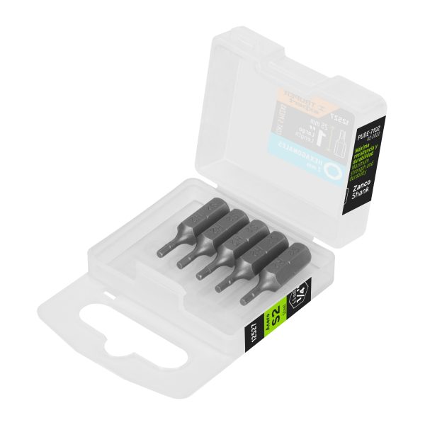 12527 - Estuche con 5 puntas hexagonales de 2 mm largo 1', Expert