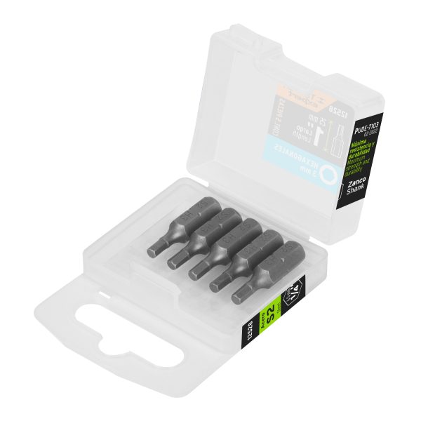 12528 - Estuche con 5 puntas hexagonales de 3 mm largo 1', Expert