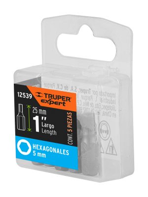 12539 - Estuche con 5 puntas hexagonales de 5 mm largo 1', Expert