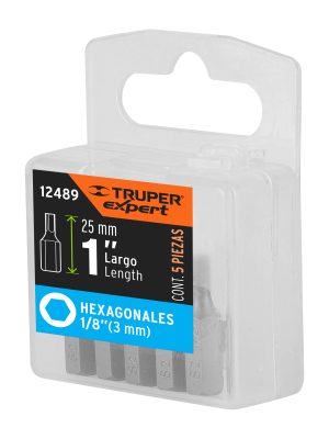 12489 - Estuche con 5 puntas hexagonales de 1/8mm largo 1', Expert