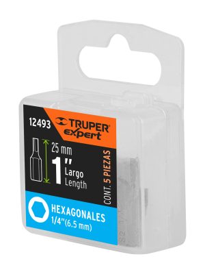 12493 - Estuche con 5 puntas hexagonales de 1/4mm largo 1', Expert