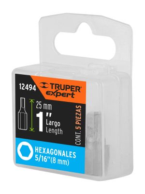 12494 - Estuche con 5 puntas hexagonales de 5/16mm largo 1', Expert