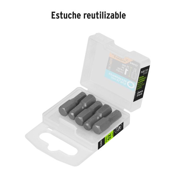 12494 - Estuche con 5 puntas hexagonales de 5/16mm largo 1', Expert