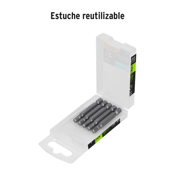 12699 - Estuche con 5 puntas hexagonales de 5 mm largo 2', Expert