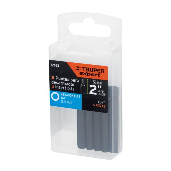 12653 - Estuche con 5 puntas hexagonales de 1/4mm largo 2', Expert