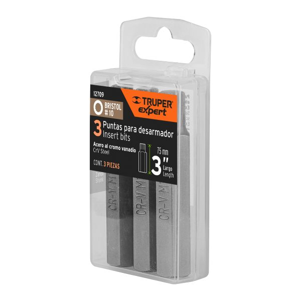 12709 - Estuche con 3 puntas bristol M10 largo 3', Truper Expert