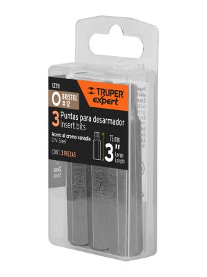 12711 - Estuche con 3 puntas bristol M12 largo 3', Truper Expert