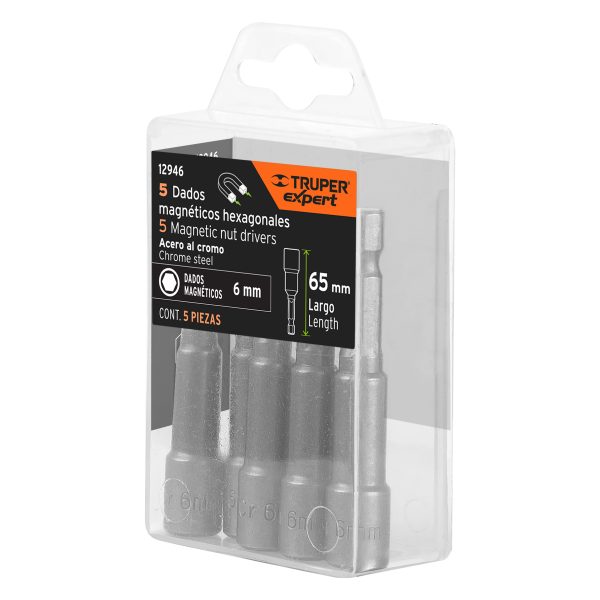 12946 - Estuche con 5 dados magnéticos de 6 mm largo 2-1/2', Expert