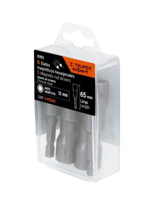 12955 - Estuche con 5 dados magnéticos de 12 mm largo 2-1/2', Expert