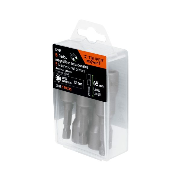 12955 - Estuche con 5 dados magnéticos de 12 mm largo 2-1/2', Expert