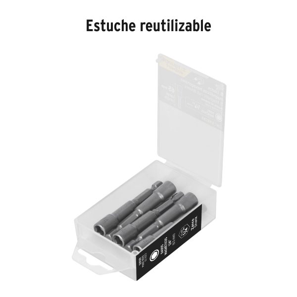 12939 - Estuche con 5 dados magnéticos de 1/4' largo 2-1/2', Expert