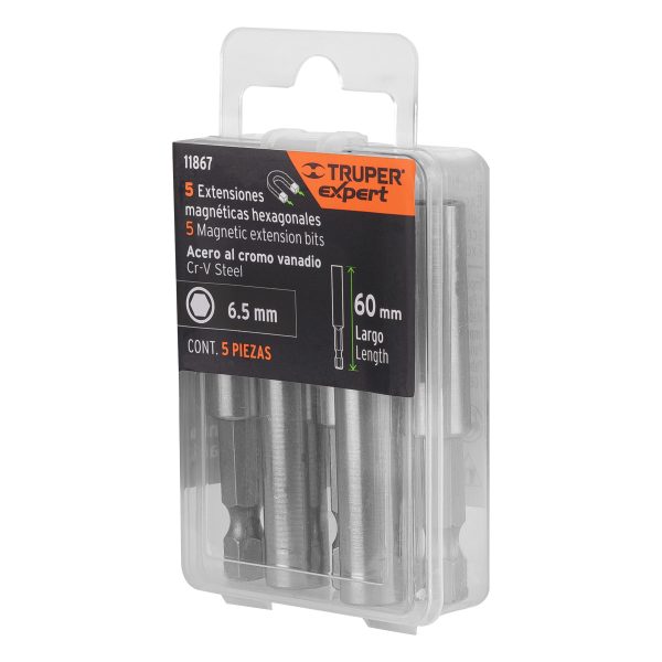 11867 - Estuche con 5 extensiones de 60 mm, magnéticas, EXPERT