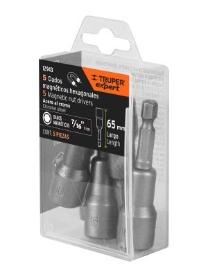 PUDE-9087E1.jpg 12943 - Estuche con 5 dados magnéticos de 7/16' largo 2-1/2', Expert