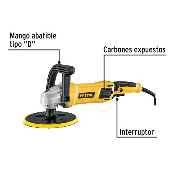 28151 - Pulidora velocidad variable 7' 1200W, c/accesorios, PRETUL