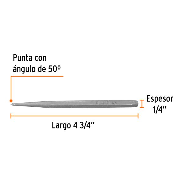 12224 - Punzón 1/4' para marcar, largo 4-3/4', Truper