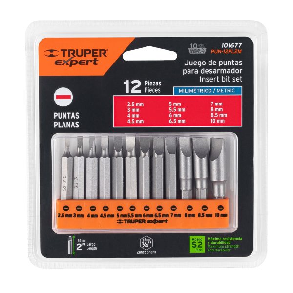 101677 - Juego de 12 puntas planas mm combinadas largo 2', Expert