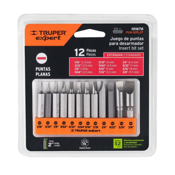 101676 - Juego de 12 puntas planas std combinadas largo 2', Expert