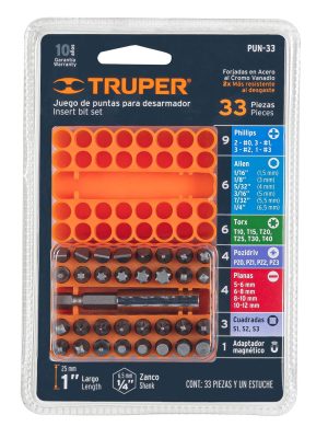 17788 - Juego de puntas mixtas 1', 33 piezas en organizador plástico