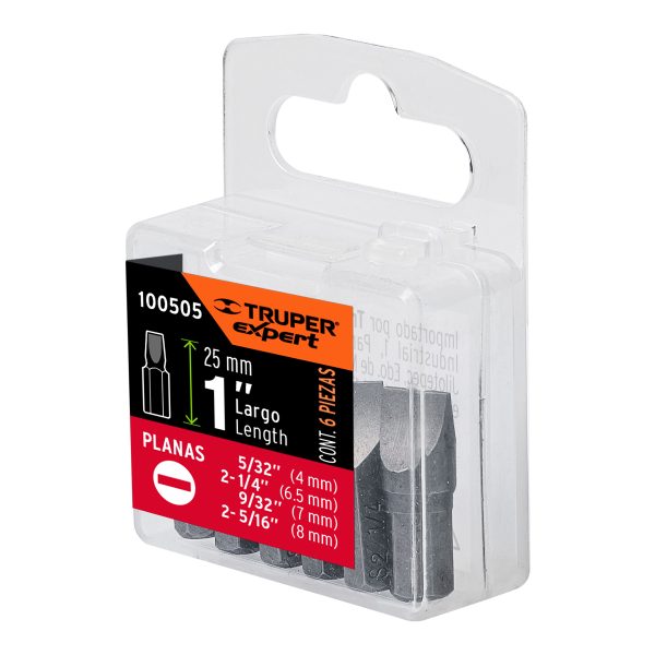 100505 - Estuche con 6 puntas planas combinadas largo 1', Expert