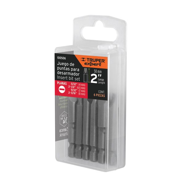 100506 - Estuche con 6 puntas planas combinadas largo 2', Expert