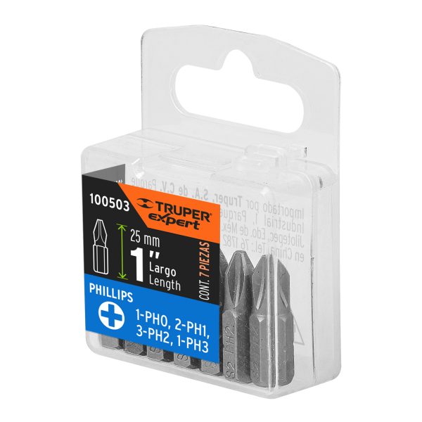 100503 - Estuche con 7 puntas de cruz combinadas largo 1', Expert