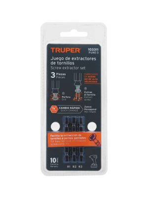 103311 - Blíster con 3 puntas extractoras de tornillos, Truper