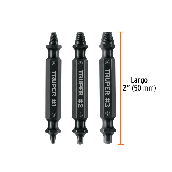 103311 - Blíster con 3 puntas extractoras de tornillos, Truper
