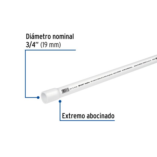 43039 - Tubo de 3/4' PVC hidráulico cédula 40, 3m, 1kg, FOSET