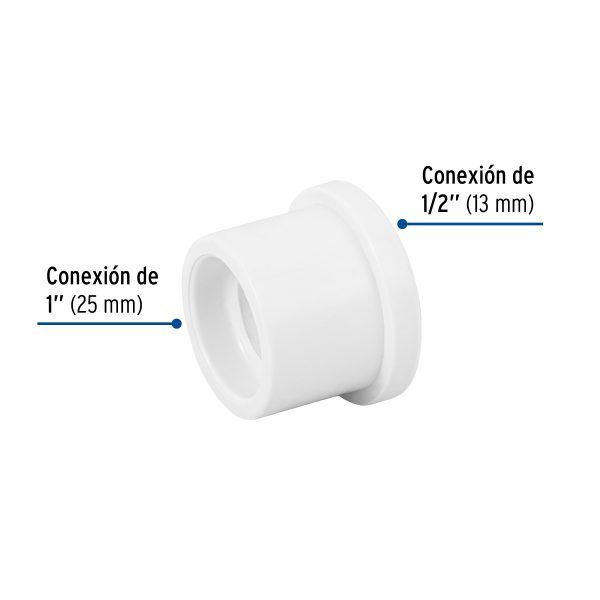 45427 - Reducción bushing de PVC 1 x 1/2', Foset