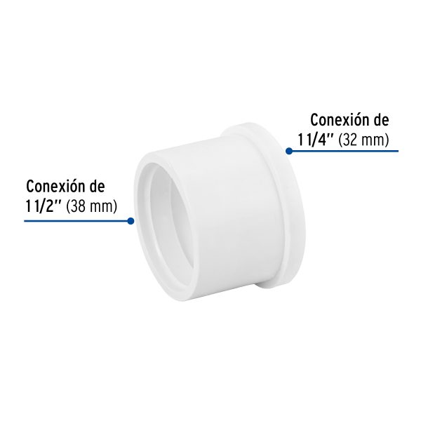 45536 - Reducción bushing de PVC 1-1/2 x 1-1/4', Foset