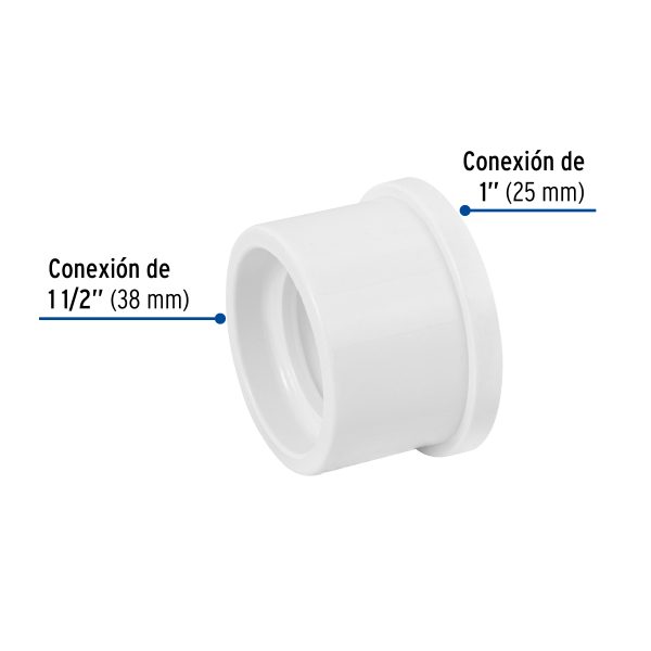 45537 - Reducción bushing de PVC 1-1/2 x 1', Foset