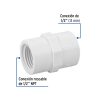 45432 - Adaptador hembra de PVC 1/2', Foset