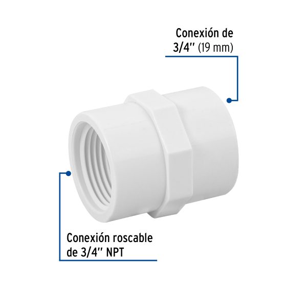 45433 - Adaptador hembra de PVC 3/4', Foset