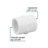 45548 - Adaptador hembra de PVC 1-1/4', Foset