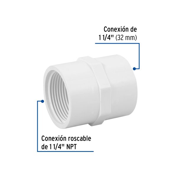 45548 - Adaptador hembra de PVC 1-1/4', Foset