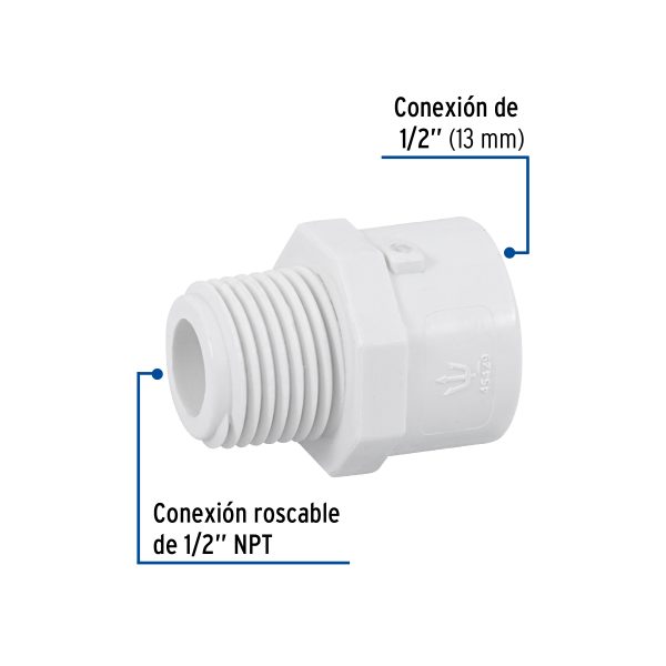 45429 - Adaptador macho de PVC de 1/2', Foset