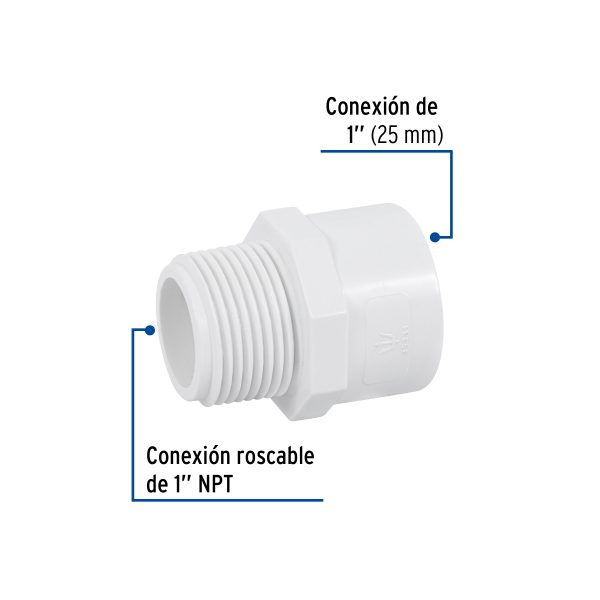 45431 - Adaptador macho de PVC de 1', Foset