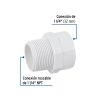 45545 - Adaptador macho de PVC de 1-1/4', Foset