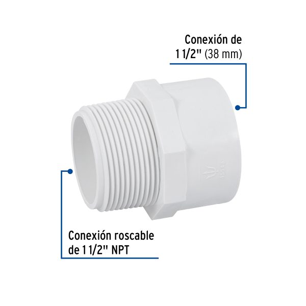 45546 - Adaptador macho de PVC de 1-1/2', Foset